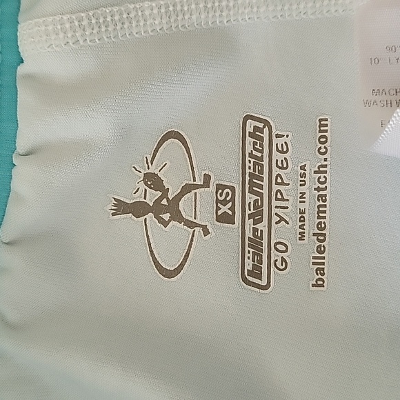Tennis Apparel skort/top 2 piece set by Balle de Match, XS/S, White/Teal, GUC - Picture 11 of 16
